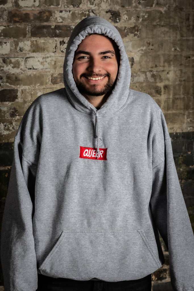 Get your joey apparel queer hoodie grey