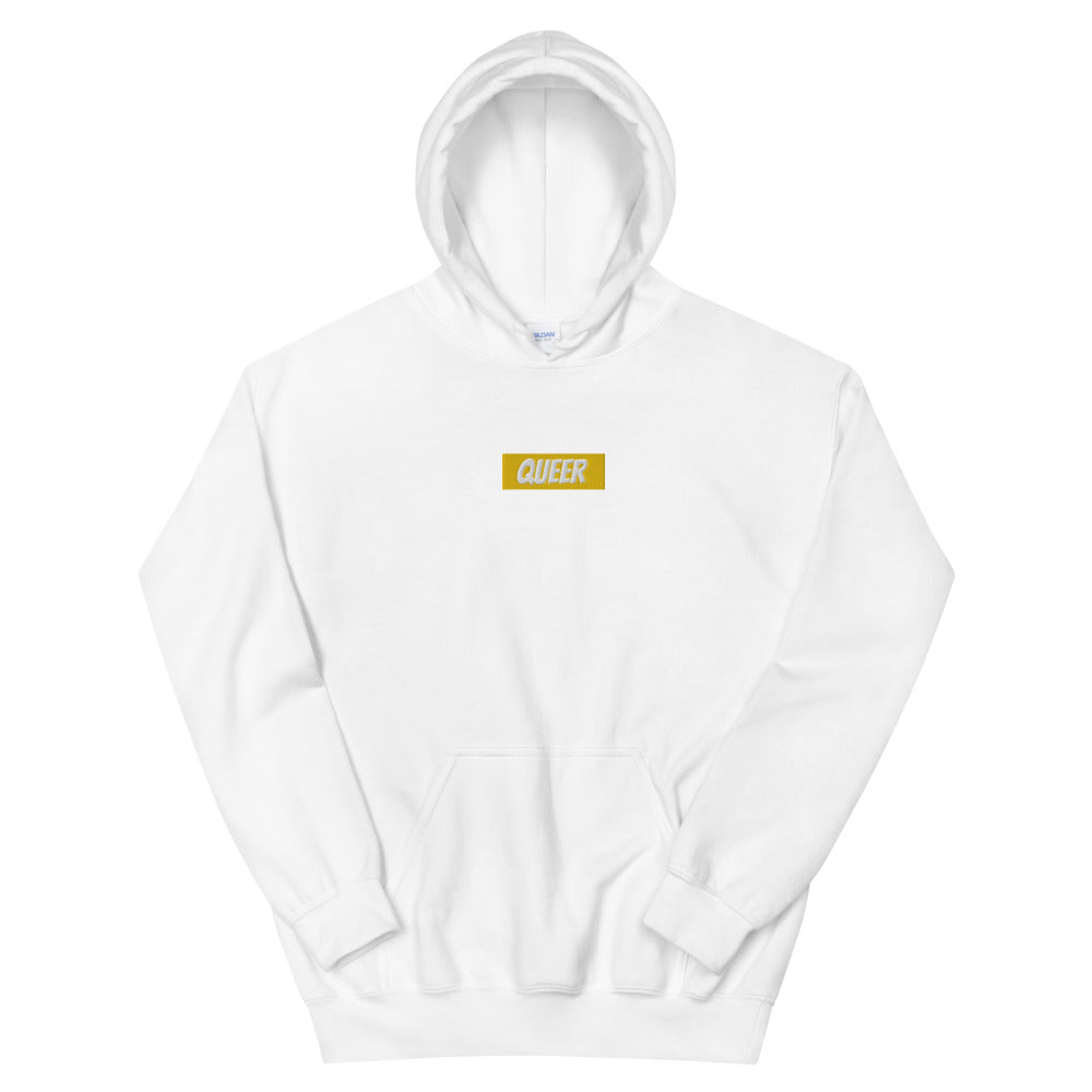 QUEER Box Logo- Hooded Sweatshirt (Embroidered)