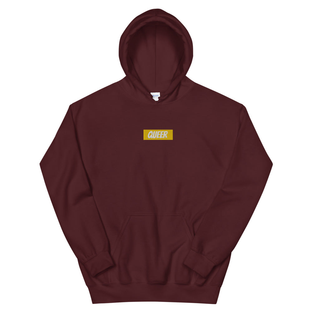 QUEER Box Logo- Hooded Sweatshirt (Embroidered)