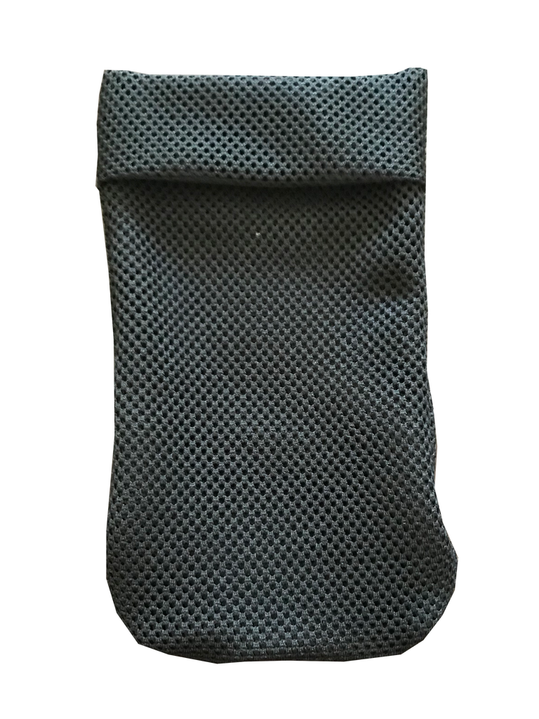 A solid mesh black swimmer Joey packing pouch for FTM, trans masculine and non-binary people. Joeys hold your packer in place.