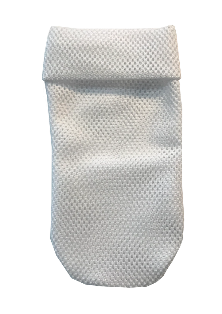 Solid white mesh swimmer Joey packing pouch for FTM, transmasculine and non-binary people. Joeys hold your packer in place
